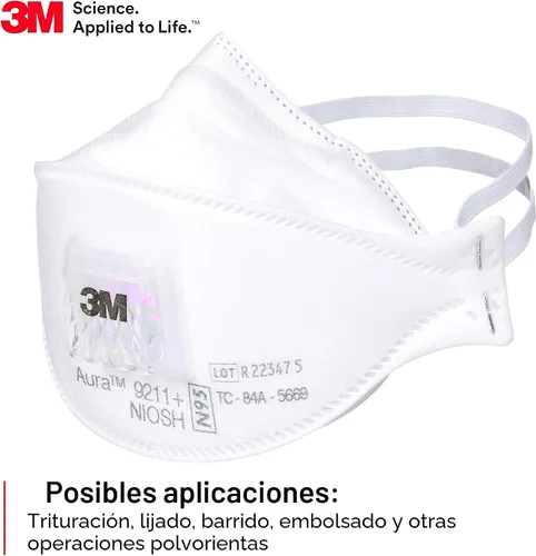 Miniatura 7 de 3M Aura - Respirador de partículas 9211+, N95, paquete de 10 respiradores desechables, envueltos individualmente, válvula de flujo frío, diseño