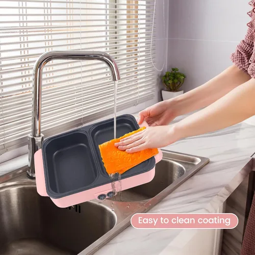 Miniatura 4 de Olla Caliente con Parrilla, Olla Caliente Eléctrica y Sartén, Olla Shabu Shabu con Parrilla, Olla Shabu Shabu Antiadherente de Interior 2 en 1
