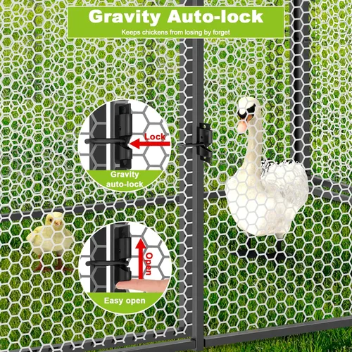 Miniatura 4 de Gallinero de metal para 8-12 pollos de 118 x 40 x 40 pulgadas, corrida grande para patio con cubierta, jaula portátil para aves de corral