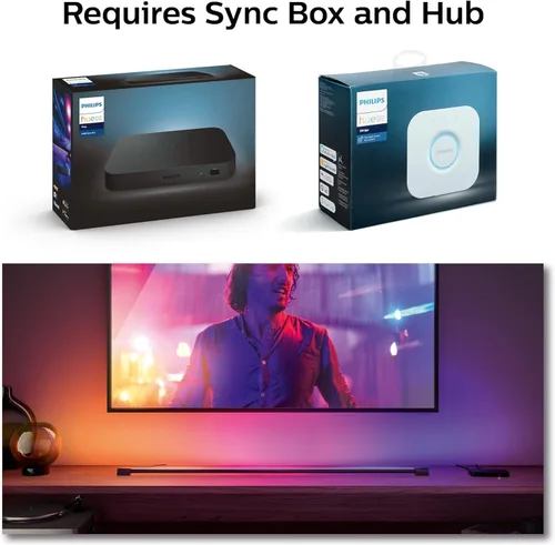 Miniatura 4 de Philips Hue - Tubo de luz LED inteligente grande, negro - Luz LED de cambio de color blanco y ambiente - 1 paquete - Sincronización con TV, música
