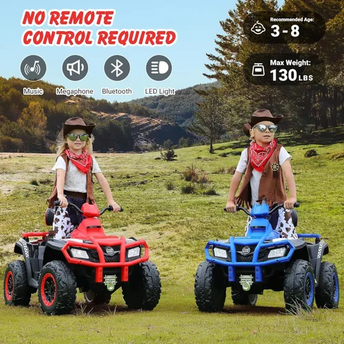 Miniatura 5 de ELEMARA 24V 2 Asientos Vehículo Todoterreno Eléctrico para Niños Grandes, Quad Infantil de 4 Ruedas, Vehículo Todoterreno Infantil con 4 Ruedas