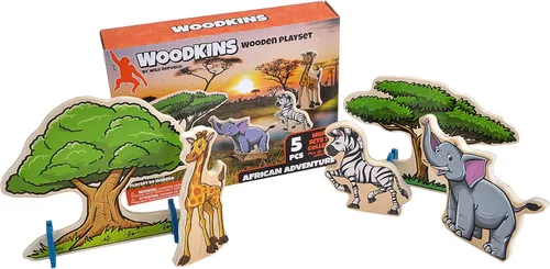 Wild Republic, Woodkins - Juego de madera africana, regalo para niños, ideal para juegos innovadores, respetuoso con el medio ambiente, juego de
