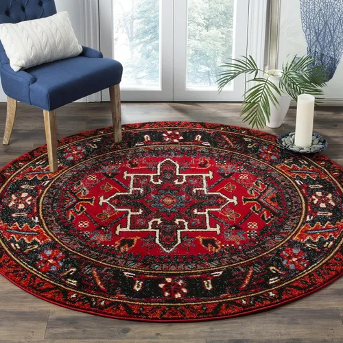 Miniatura 12 de SAFAVIEH Vintage Hamadan Collection Alfombra - 5'3" x 7'6", Rojo & Multi, Diseño tradicional persa, que no desprende pelusa y fácil de limpiar
