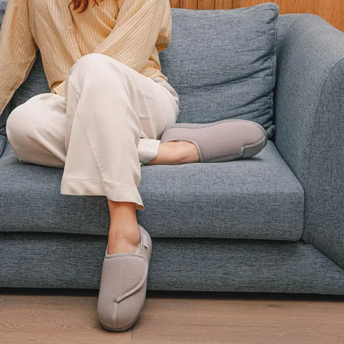 Miniatura 2 de LongBay Pantuflas ajustables para mujer, de espuma viscoelástica, cómodas, anchas, para diabéticos, para casa, Edema, neuropatía ortopédica