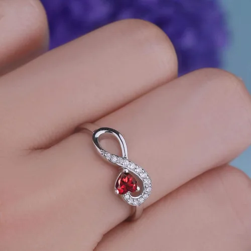 Miniatura 8 de Anillo Jo Wisdomo de compromiso. de plata esterlina, con corazón e infinito, anillo de amistad, para ella