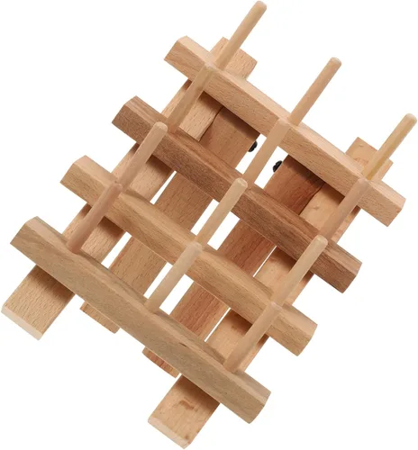 Miniatura 7 de Estante de hilo de madera para 12 carretes/conos, organizador de hilo plegable de madera, organizador de hilo de bordar para coser, bordar