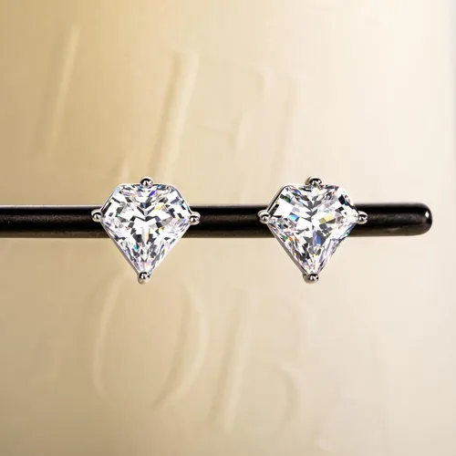 Miniatura 6 de 3cttw-6cttw Cubic Zirconia Stud Earrings 5A Grade CZ Diamond Shaped Earrings for Women Men