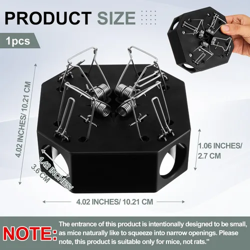 Miniatura 2 de Qualirey Trampa reutilizable para ratones 4 en 1, para casa y exteriores, tamaño de agujero de 1.06 pulgadas, solo atrapa ratones pequeños, seguro
