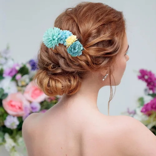 Miniatura 2 de BBTO 21 piezas pinzas para el pelo con diseño de flores, pasadores para el cabello con rosas, diademas para mujer, accesorios de flores, estilo Azul