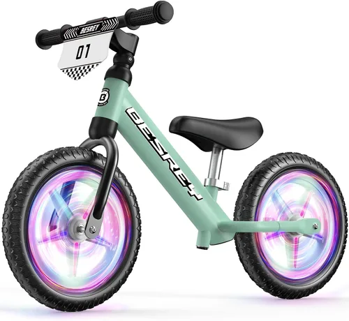 Miniatura 12 de besrey Bicicleta de equilibrio para niños de 2 años: marco totalmente metálico y ruedas autoiluminadas de 12 pulgadas, bicicleta para niños