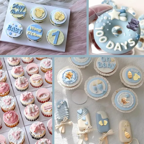 Miniatura 3 de Molde de chocolate para baby shower, molde de silicona para chupete de bebé, paquete de 2 moldes para pies de bebé, moldes para cunas de biberón