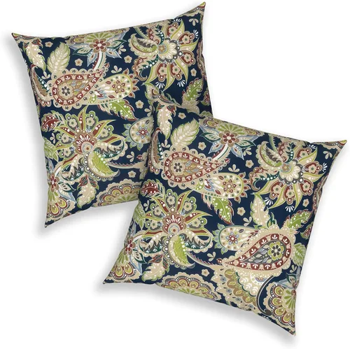 Miniatura 324 de Juego de 2 almohadas para exteriores de 16 x 16 pulgadas, repelentes al agua con interiores, para muebles de patio, hogar, jardín, geometría bohemia