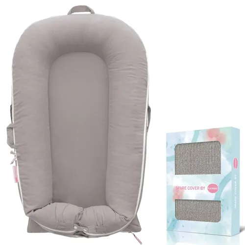 Funda de pana para tumbona Dockatot Deluxe + | 100% algodón hipoalergénico recién nacido funda de repuesto (solo funda) (gris)