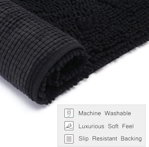 Miniatura 7 de Tapetes de baño de felpilla peludos de 26 x 36 pulgadas, lavables a máquina, ultra suaves, absorbentes de agua