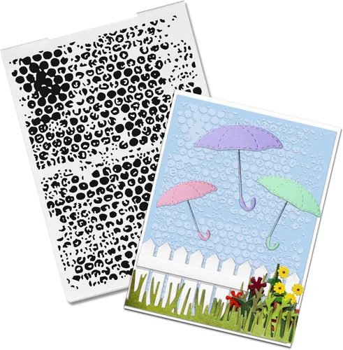 Threetols Carpeta de relieve de puntos, carpeta de relieve de fondo de burbujas para hacer tarjetas, diseño de lluvia, bricolaje, plástico, álbum de