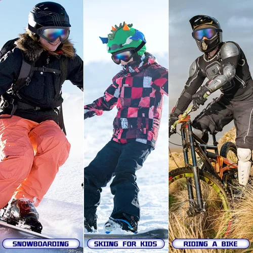 Miniatura 7 de Dizywiee - Paquete de 2 gafas de esquí para niños, gafas de snowboard para adultos, jóvenes, adolescentes, niños y niñas, gafas para deportes de 08.