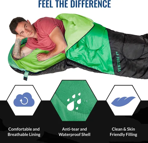 Miniatura 4 de VENTURE 4TH Saco de dormir para mochileros – XXL, tamaños dobles e individuales – Saco de dormir ligero para clima cálido y frío para adultos, niños