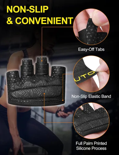 Miniatura 4 de KUTOOK Guantes de entrenamiento para levantamiento de pesas para hombres/mujeres, guantes de gimnasio con relleno XRD de 0.118 in, guantes parciales