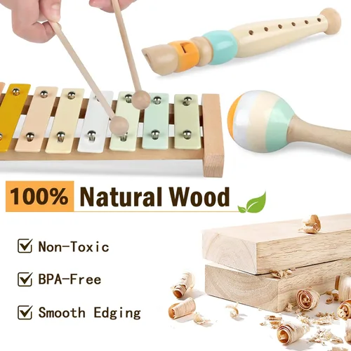 Miniatura 4 de Meytccve Juguetes para Bebés Juguetes Montessori para Bebés, Juguete de Instrumentos Musicales de Madera Bloques de Construcción Apilables, Juguetes