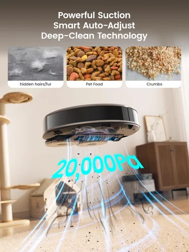 Miniatura 4 de Lefant LiDAR Robot aspiradora y trapeador, succión de 20000 Pa, 90 días de autovaciado, prevención de obstáculos, lavado y secado automático