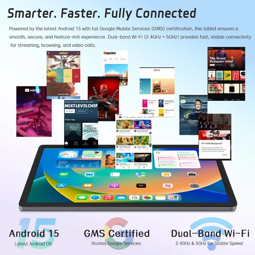 Miniatura 2 de Tableta, tableta Android 15 de 11 pulgadas con 12 GB de RAM 128 GB ROM, 1 TB expandible, cámaras de 5MP+13MP, pantalla HD de 1280 × 800, octa-core