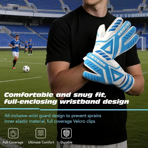 Miniatura 6 de Guantes de portero para niños y adultos, guantes de portero con agarre antideslizante de látex de 0.157 in, protección para los dedos para todo tipo