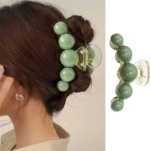 Miniatura 7 de Pinzas grandes de perlas para el cabello para una sujeción fuerte, pinzas antideslizantes de color champán para cabello grueso y fino, moda diaria
