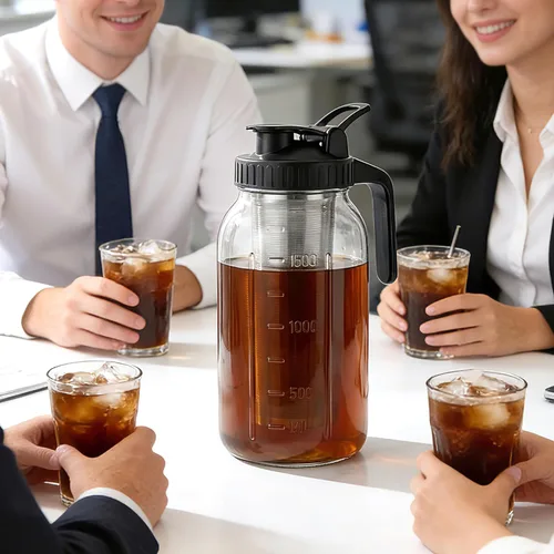 Miniatura 5 de Cafetera de cerveza fría de 32 onzas de boca ancha con filtro de acero inoxidable, jarra de infusión fría hermética y a prueba de fugas de 1 cuarto