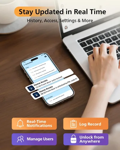 Miniatura 3 de Philips Cerradura inteligente WiFi con pantalla táctil, juego de asas, WiFi integrado, control remoto y control de voz