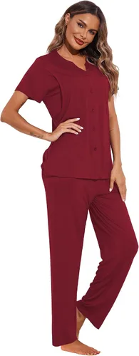 Miniatura 4 de Ekouaer Conjunto de pijama de maternidad para mujer conjunto de pijama de doble capa con bolsillos