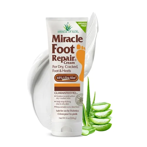 Miniatura 12 de Miracle Foot Repair Cream, (1 onza/3 unidades) repara talones y pies secos agrietados, 60% ultraaloe puro hidrata, suaviza y repara