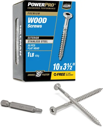 Miniatura 16 de Power Pro 48625 Tornillos para madera, #8 x 1, tornillos marinos de acero inoxidable premium, resistentes a la corrosión, acero inoxidable, tubo