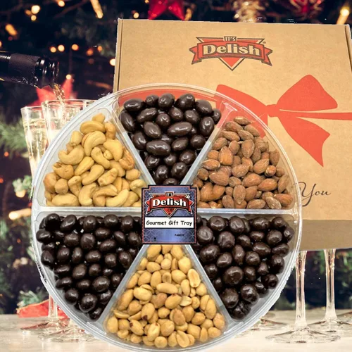 Miniatura 4 de It's Delish - Bandeja de regalo grande de chocolate gourmet y nueces saladas, 6 puntos, caja de regalo para fiestas, eventos, día del padre, día
