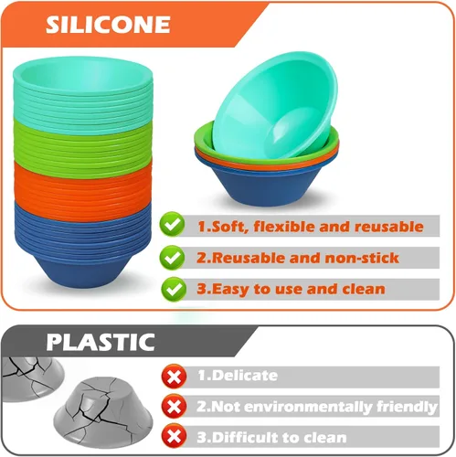 Miniatura 3 de Webake 36 piezas de silicona de platino Puto Molder filipino de tamaño mediano, 2.75 pulgadas reutilizable Kutsinta para vaporera, taza de repuesto