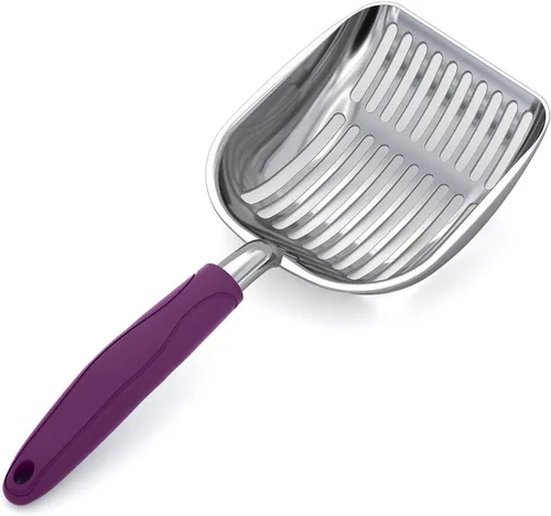 Miniatura 39 de WePet Cuchara de arena para gatos, tamiz de aleación de aluminio, pala de metal profunda, mango largo, tamizado de excrementos, levantador de heces