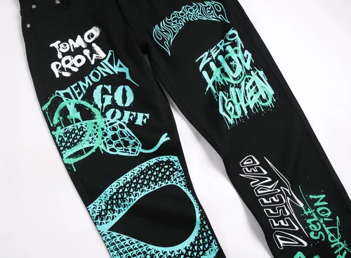 Miniatura 155 de Baylvn - Pantalones de mezclilla entallados y estampados para hombre con corte recto