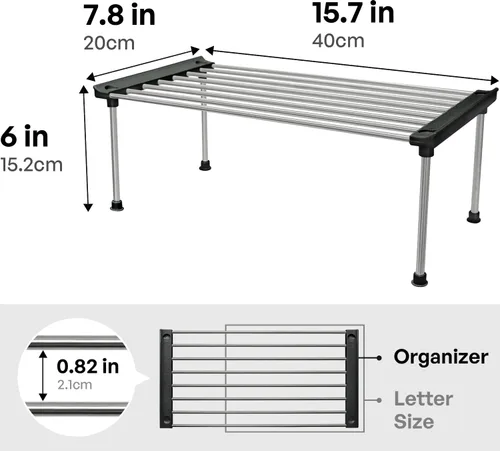 Miniatura 3 de carrotez Estante organizador de gabinete, juego de 2 estantes apilables para mostrador de cocina, organizadores y almacenamiento de gabinetes