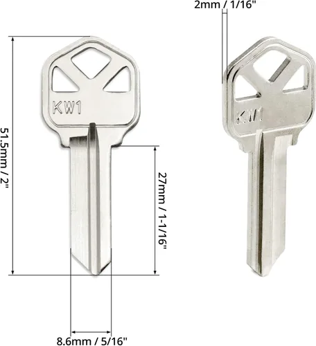 Miniatura 6 de QWORK Llaves en blanco, paquete de 50 estructuras de cobre compatibles con (KW1) Kwikset, nueva llave de metal sin cortar en blanco