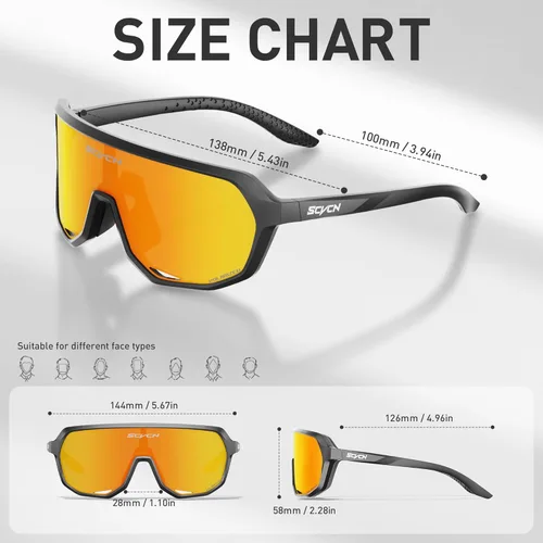 Miniatura 5 de SCVCN Photochromic Cycling Glasses Men Women Clear Sports Sunglasses UV400 Protection for Cycling Running Baseball mtb S63 Polarización C501