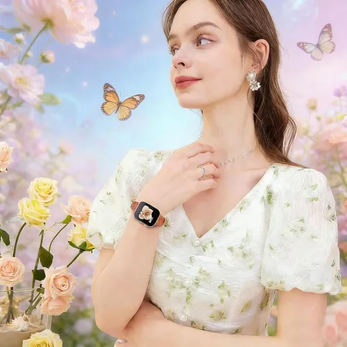 Miniatura 5 de AMSKY Paquete de 6 correas delgadas con grabado floral compatibles con Apple Watch Band 1.575 in 1.614 in 1.654 in 1.496 in 1.732 in 1.772 in 1.811