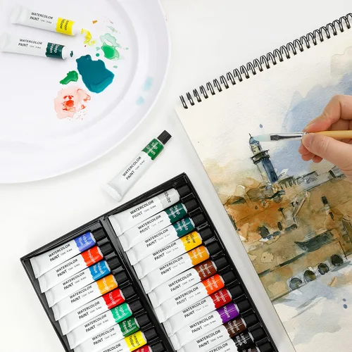Miniatura 9 de Amazon Basics Juego de tubos de pintura acuarela vibrante, 24 colores, colores surtidos