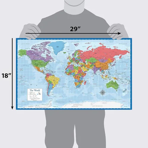 Miniatura 2 de Juego de póster laminado de mapa del mundo y mapa de EE. UU., 18 x 29 pulgadas, gráficos de pared del mundo y Estados Unidos, fabricado