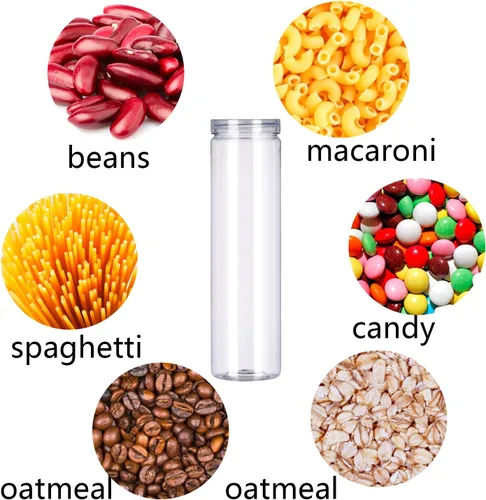 Miniatura 4 de Juego de 3 tarros de plástico transparente para almacenamiento de alimentos con tapa, recipiente redondo transparente delgado para espaguetis, pasta