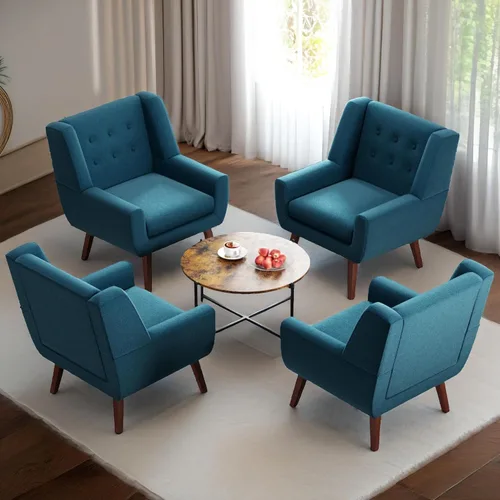 Miniatura 18 de HUIMO Silla de Acento para Sala de Estar, Sillón Tapizado con Botones Capitoné, Sillas de Sofá de Tela de Lino para Dormitorio, Sala de Estar, Silla