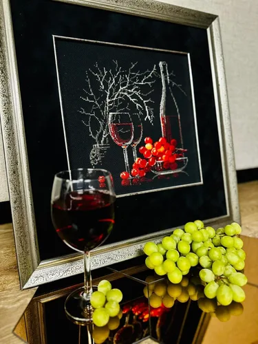 Miniatura 2 de RIOLIS - Bodegón con vino tinto 1239, kits de punto de cruz de 11,81 x 11,81 pulgadas, kits de punto de cruz para principiantes y avanzados, kit