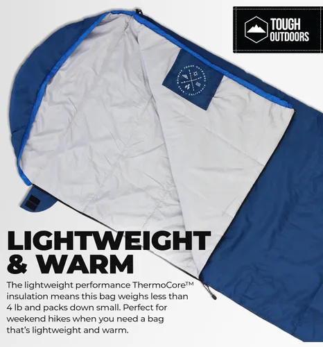 Miniatura 5 de Tough Outdoors Sacos de dormir para adultos y niños, sacos de dormir para niñas y adolescentes - Saco de dormir de camping para mochileros - Saco