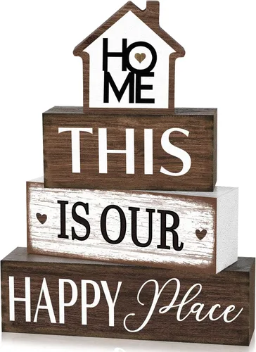 Miniatura 9 de Cinnvoice Decoración rústica de mesa de granja, letreros de bendición para decoración del hogar, letrero de madera neutral para la familia, centro