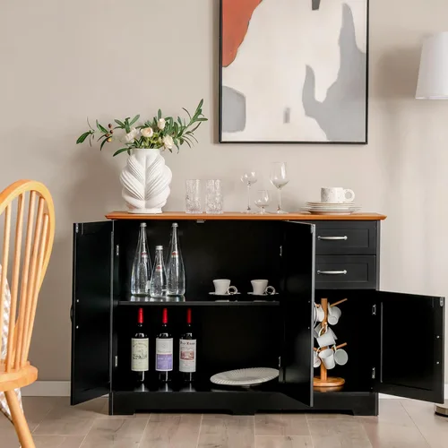 Miniatura 5 de Giantex Aparador de buffet Credenza - Armario de almacenamiento, mesa de consola de cocina, comedor, armario de entrada con armario de 2 puertas y 2