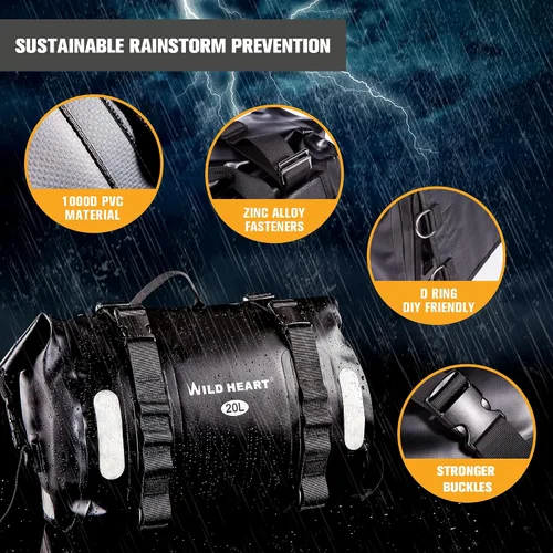 Miniatura 3 de WILD HEART Bolsa impermeable Alforjas de motocicleta 40L Bolsa de tanque Bolsas laterales de motor
