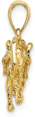 Miniatura 2 de Colgante de oro amarillo macizo de 14 k con perfil de elefante 3-D, 0.984in x 0.906in